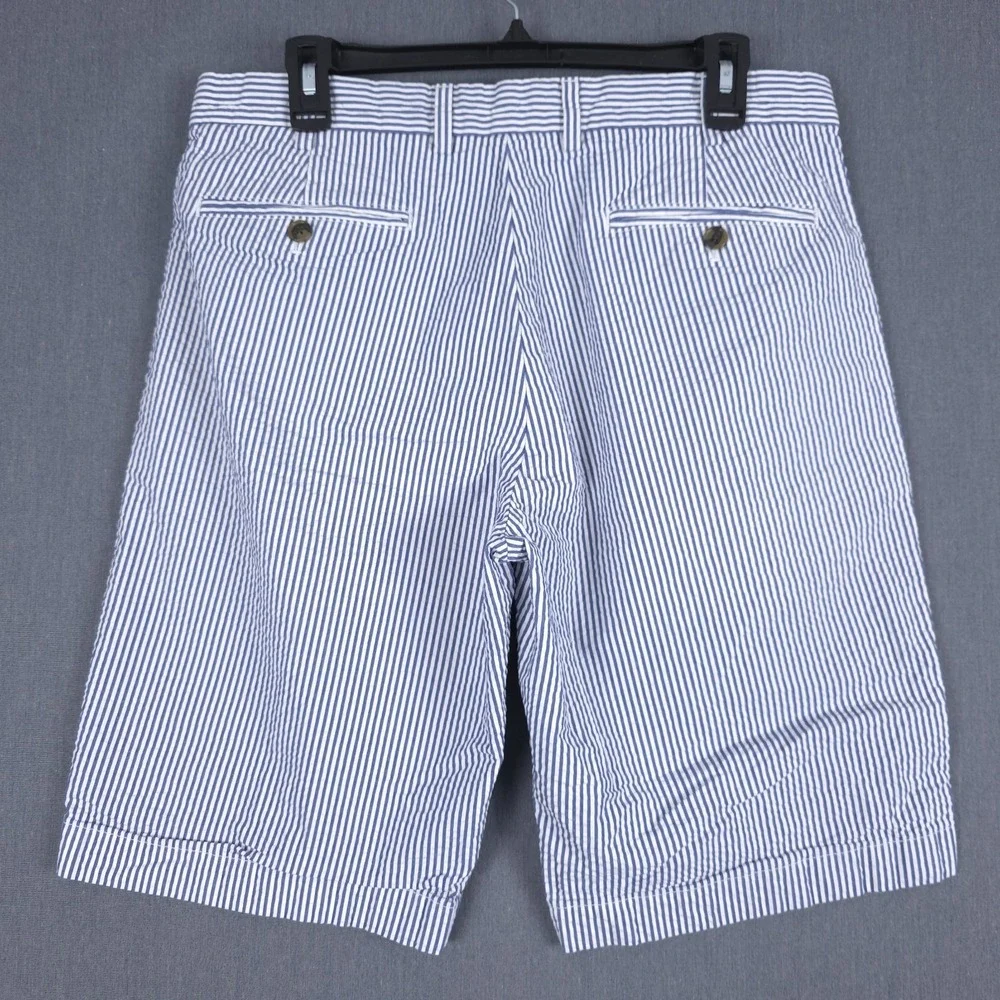 Brooks Brothers Seersucker Shorts Mens 34 (Fits 33x11) Blue White Striped Preppy